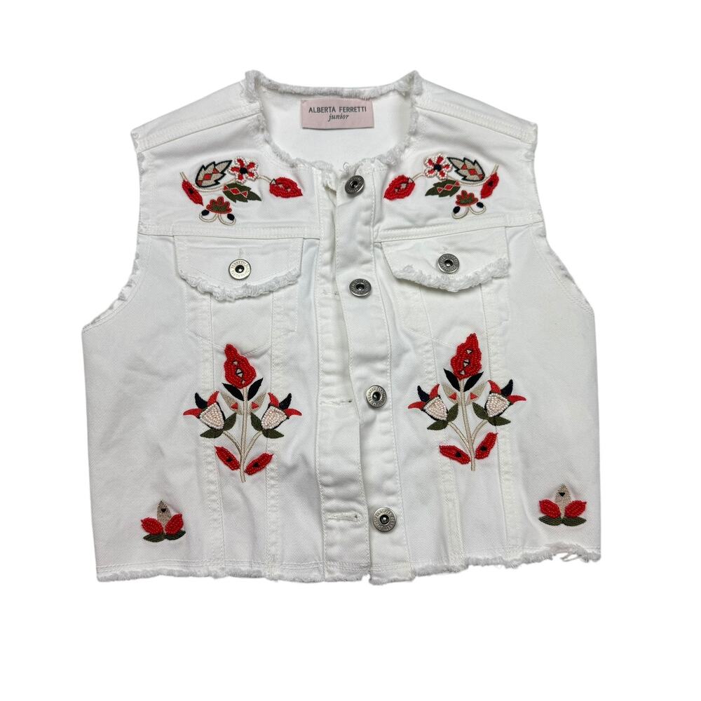 ALBERTA FERRETTI Denim Beaded Vest